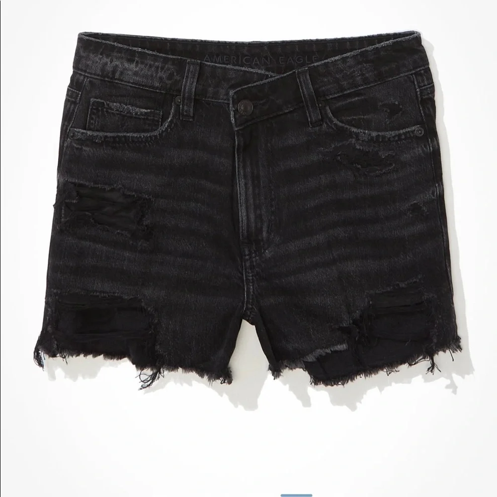 American Eagle Black Denim Shorts - Picture 1 of 7